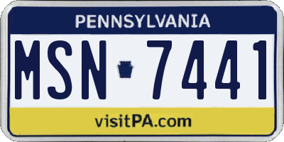 PA license plate MSN7441