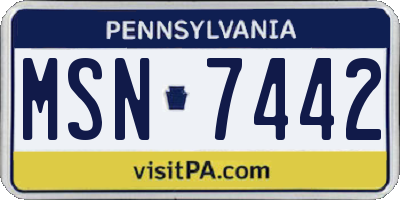 PA license plate MSN7442