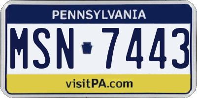 PA license plate MSN7443