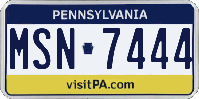 PA license plate MSN7444