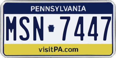 PA license plate MSN7447