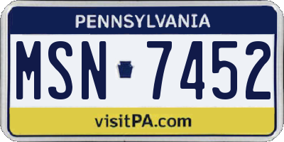 PA license plate MSN7452
