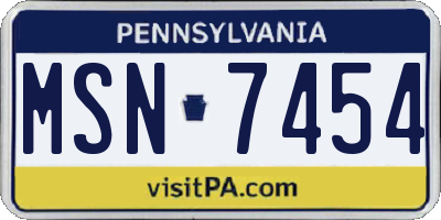 PA license plate MSN7454