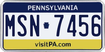 PA license plate MSN7456