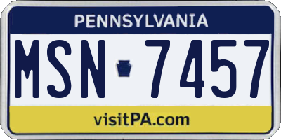 PA license plate MSN7457
