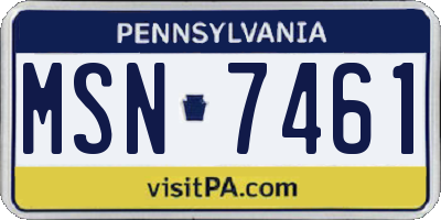 PA license plate MSN7461