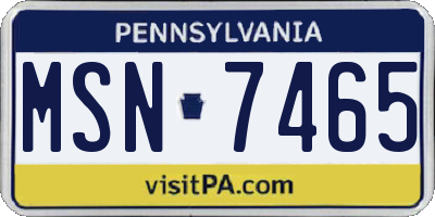 PA license plate MSN7465