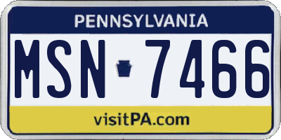 PA license plate MSN7466