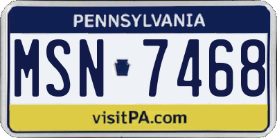 PA license plate MSN7468