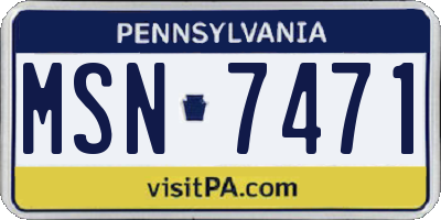 PA license plate MSN7471