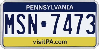 PA license plate MSN7473