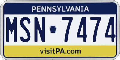 PA license plate MSN7474
