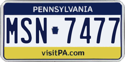 PA license plate MSN7477