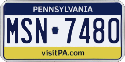 PA license plate MSN7480