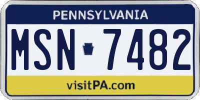 PA license plate MSN7482
