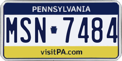 PA license plate MSN7484