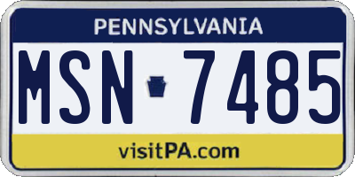 PA license plate MSN7485