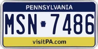 PA license plate MSN7486