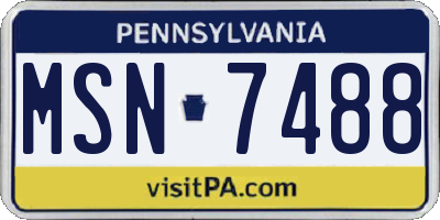 PA license plate MSN7488