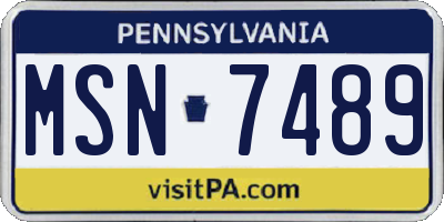 PA license plate MSN7489
