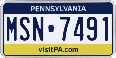 PA license plate MSN7491