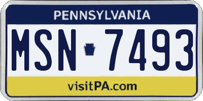 PA license plate MSN7493