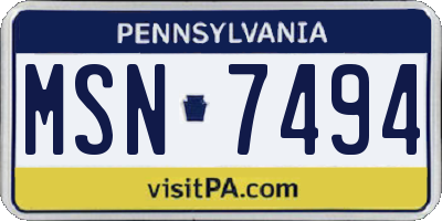 PA license plate MSN7494
