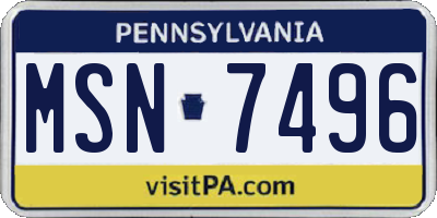 PA license plate MSN7496