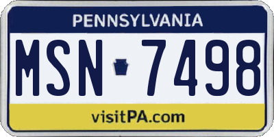 PA license plate MSN7498