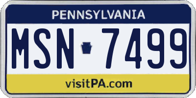 PA license plate MSN7499