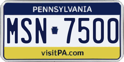 PA license plate MSN7500