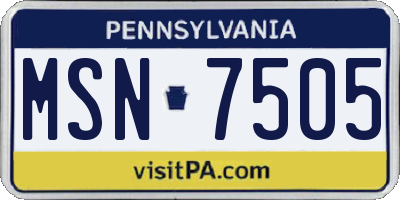 PA license plate MSN7505