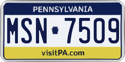 PA license plate MSN7509
