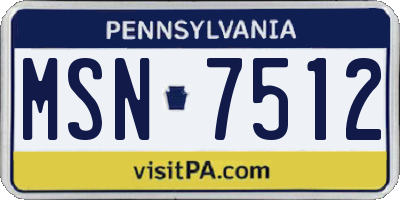 PA license plate MSN7512