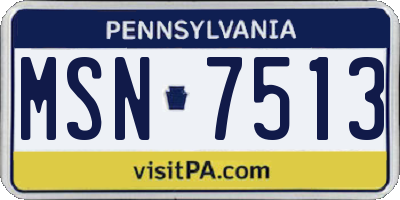 PA license plate MSN7513