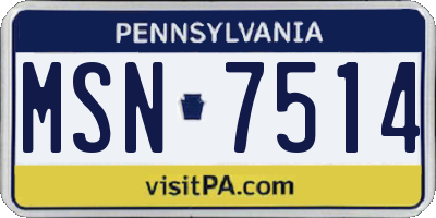 PA license plate MSN7514