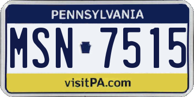 PA license plate MSN7515