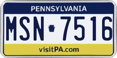 PA license plate MSN7516