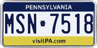 PA license plate MSN7518