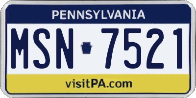 PA license plate MSN7521