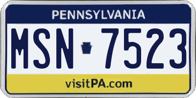 PA license plate MSN7523