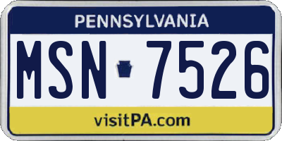 PA license plate MSN7526