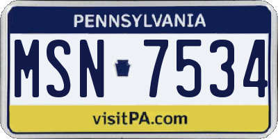 PA license plate MSN7534