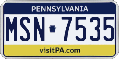PA license plate MSN7535