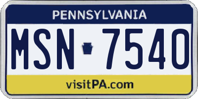 PA license plate MSN7540