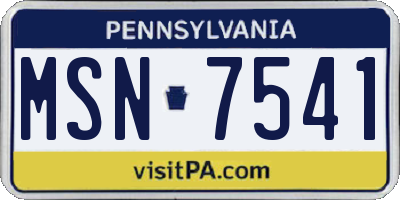 PA license plate MSN7541