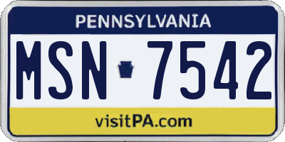 PA license plate MSN7542