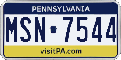 PA license plate MSN7544