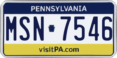 PA license plate MSN7546