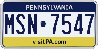PA license plate MSN7547
